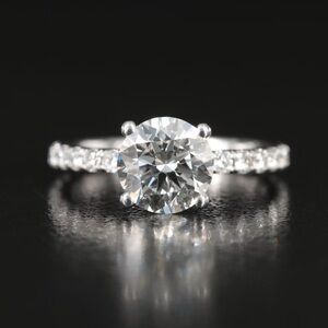 14K 2.10 CTW Round Brilliant Cut Lab grown Diamond Engagement Ring Size 5 Pavé